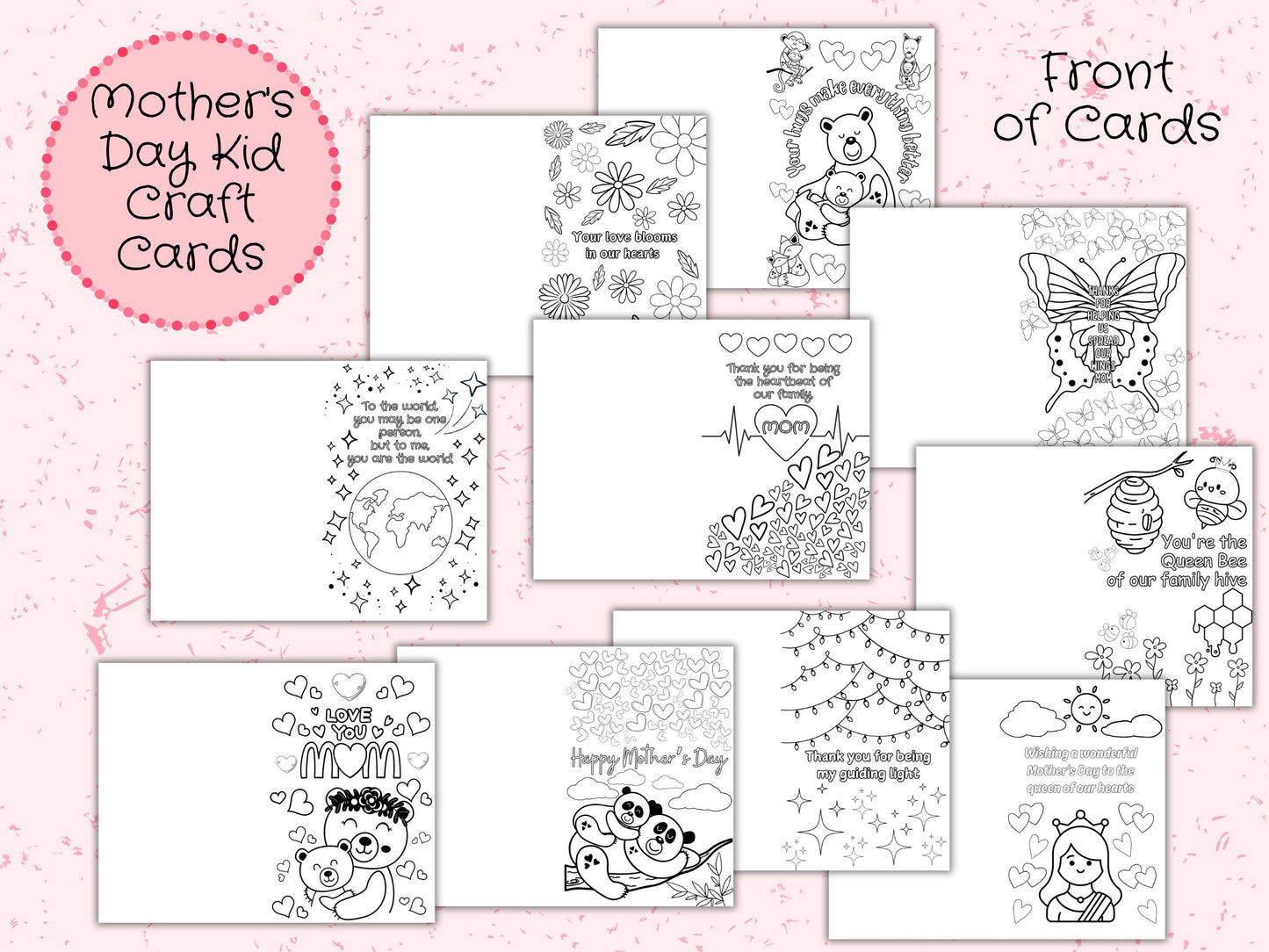 Mother's Day Cards for Kids to Color