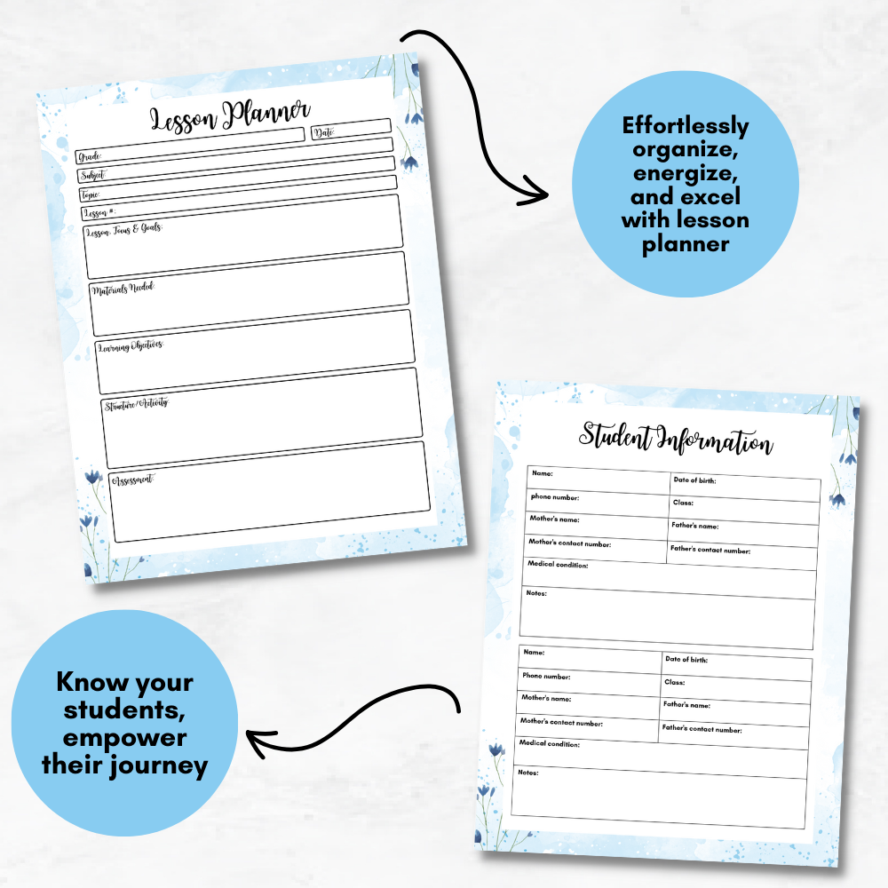 Teacher Planner: Blue Themed