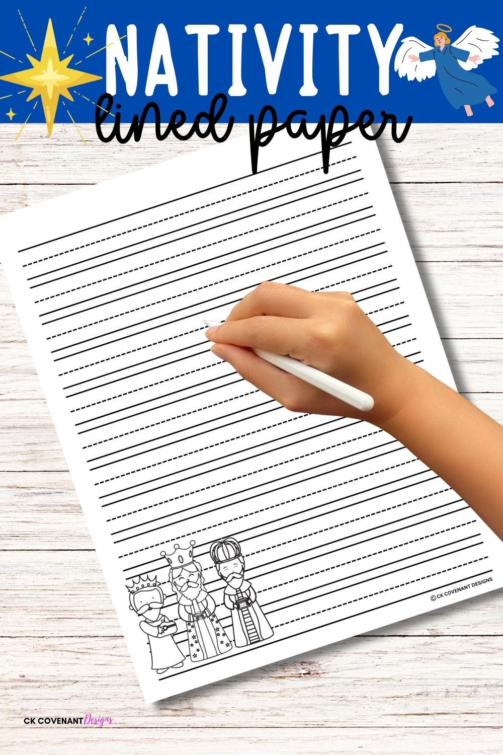 Nativity Lined Writing Paper Black and White Set