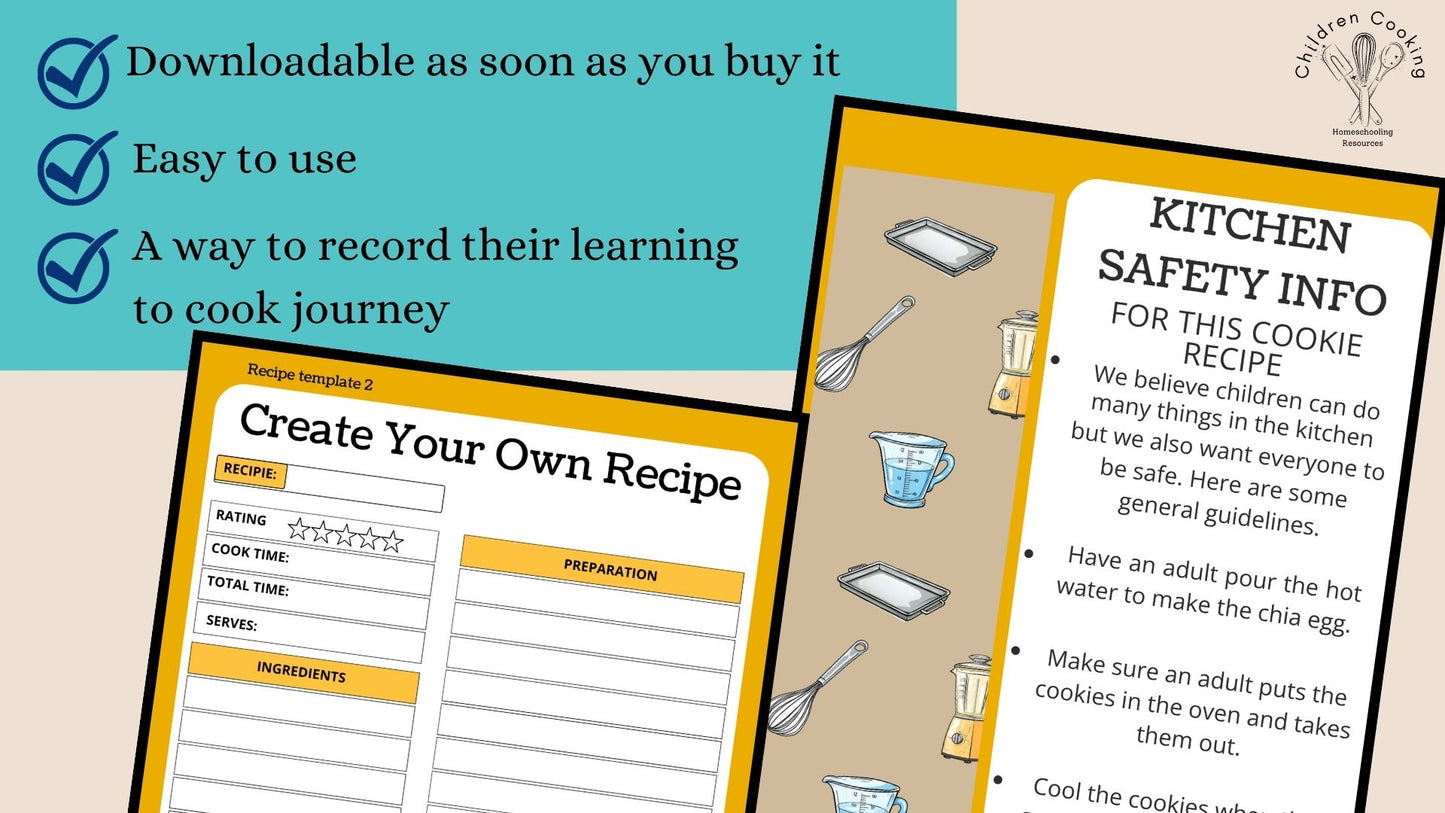 Easy Chocolate Chip Cookie Recipe for Kids/Class Cookbook to use together.