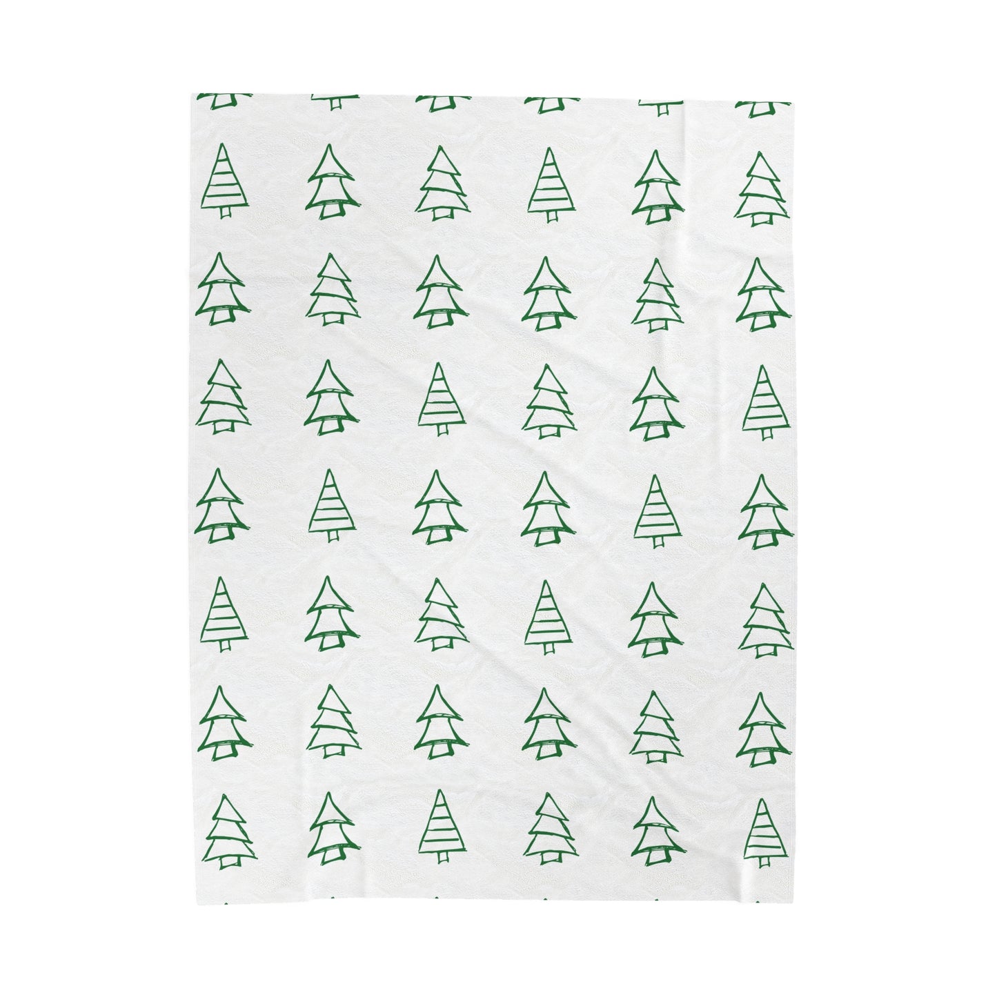 Green Christmas Trees Velveteen Plush Blanket