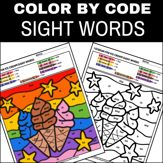 Color By Code Ice Cream Sight Words