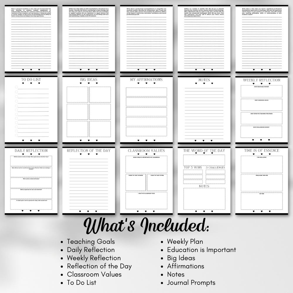 Black and White Teacher's Journal