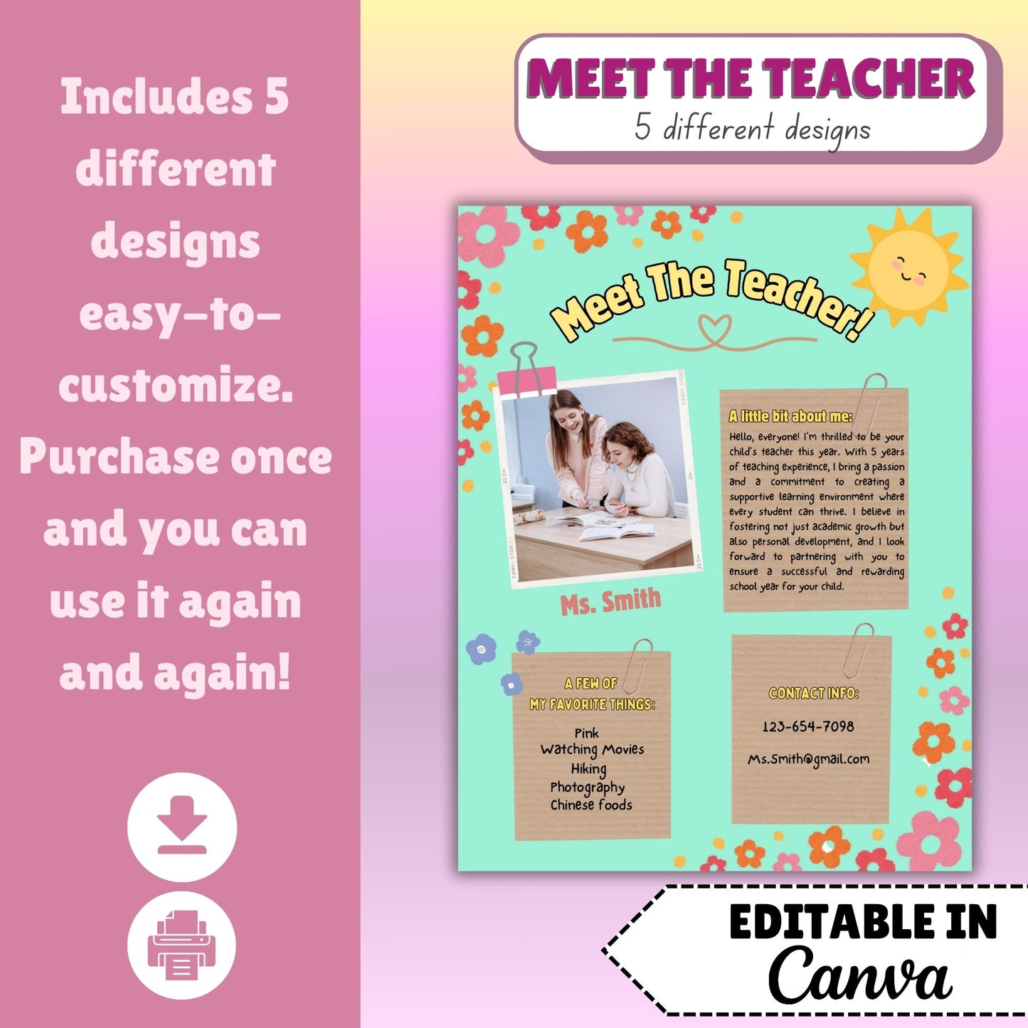 Meet the Teacher EDITABLE Digital Pages
