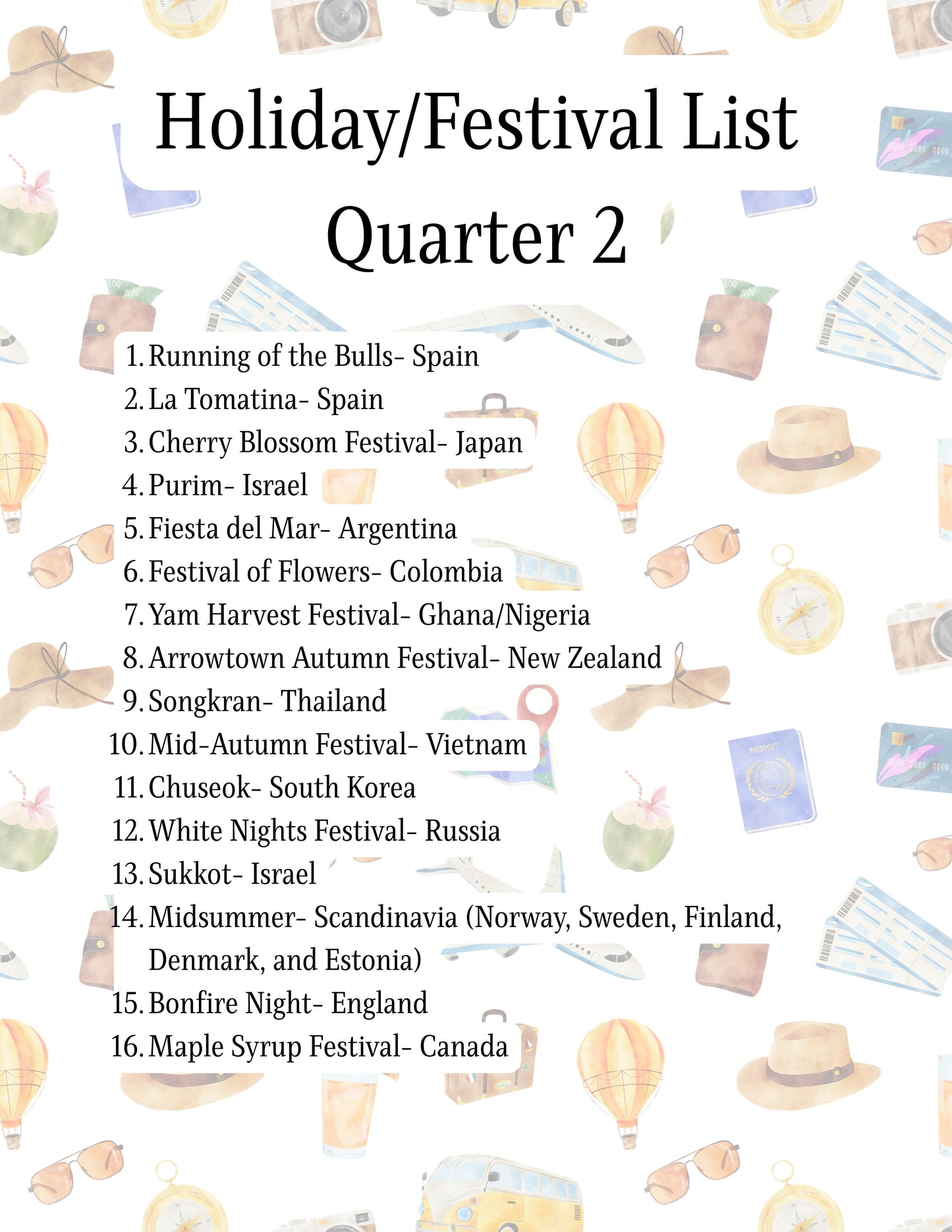 Holidays Around the World- A 16-Week Unit Study- PRINT VERSION