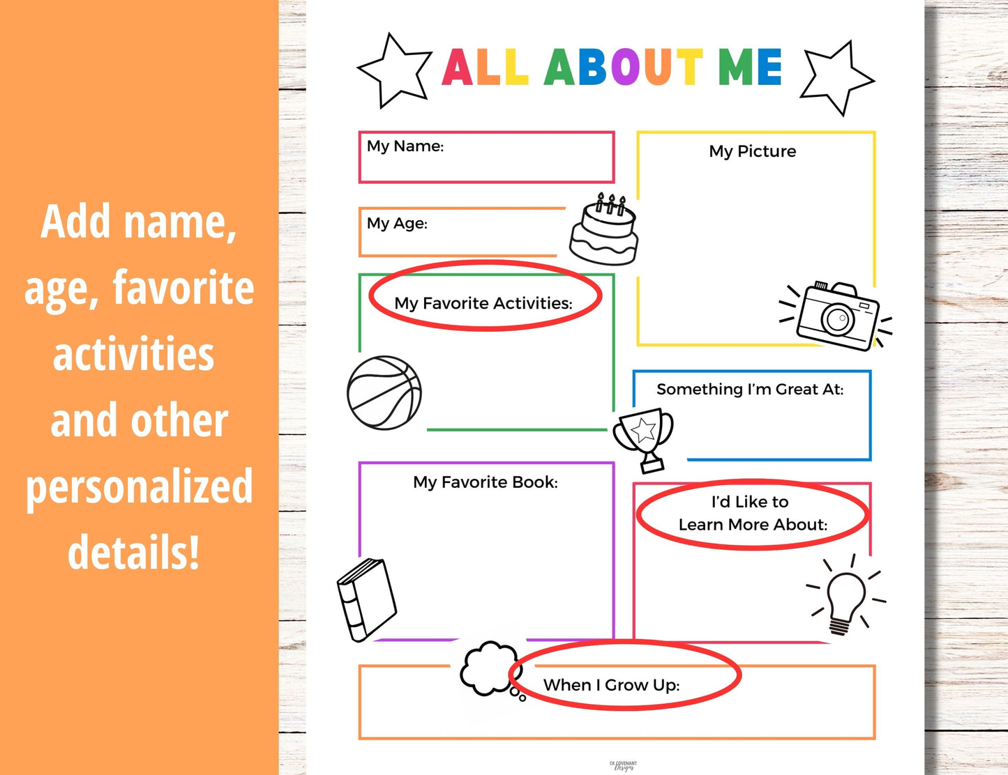 All About Me Activity - Full Color and Black & W