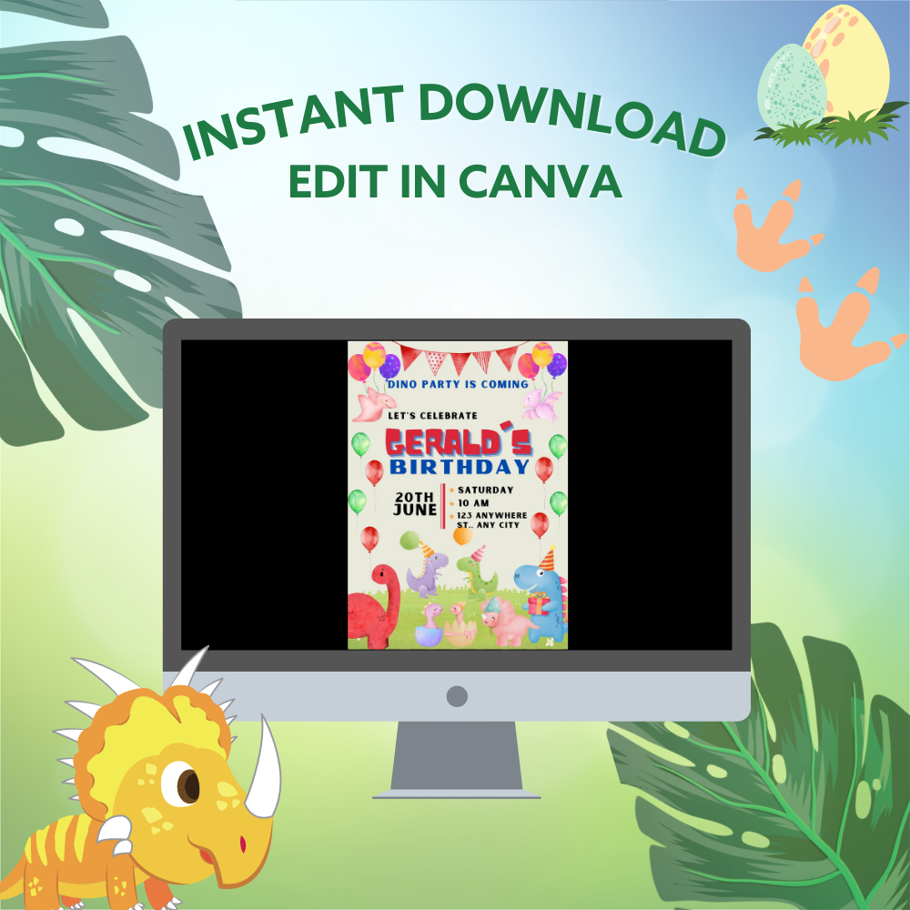 Dinosaur Birthday Invitation: Editable