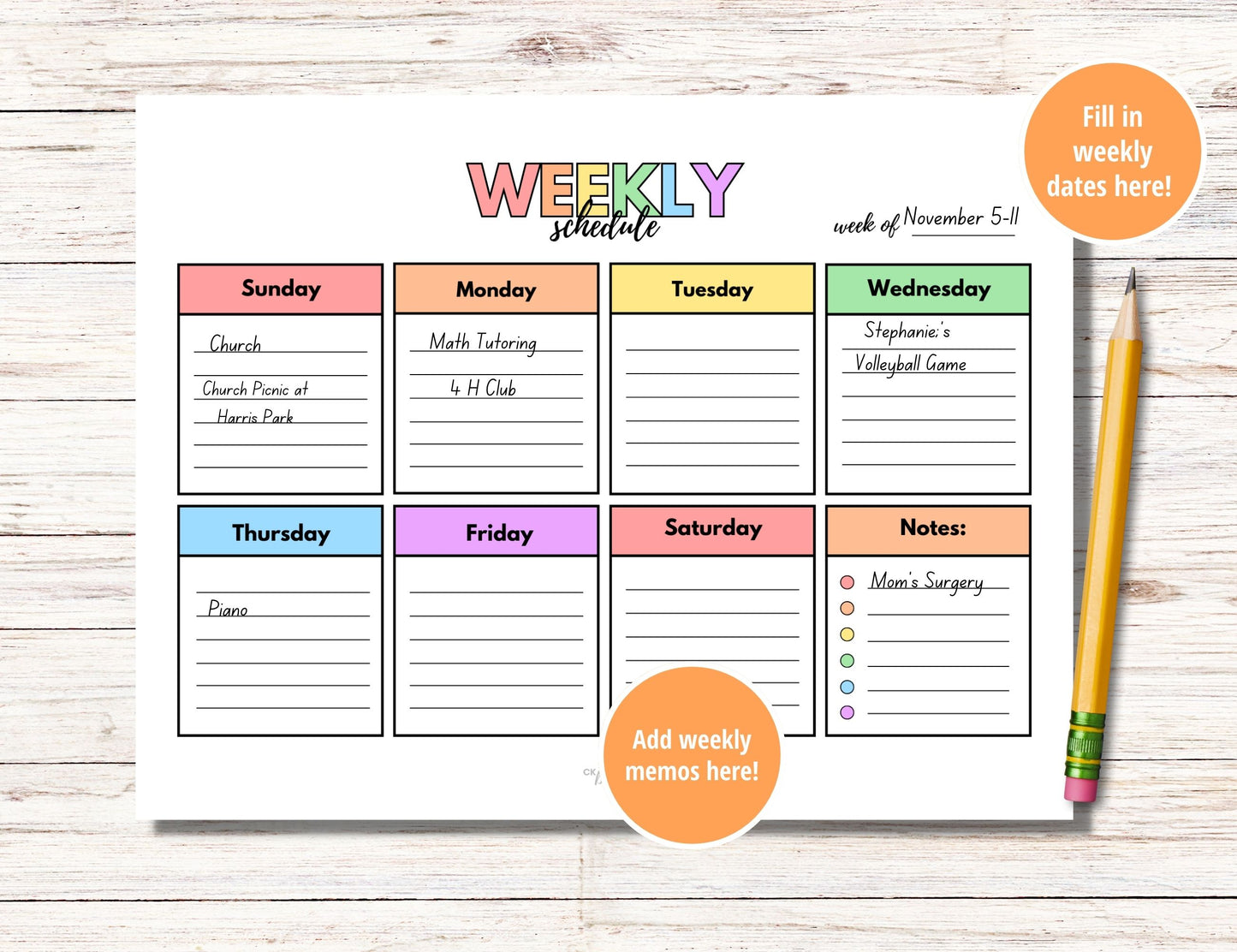 Weekly Homeschool Planner - Lined