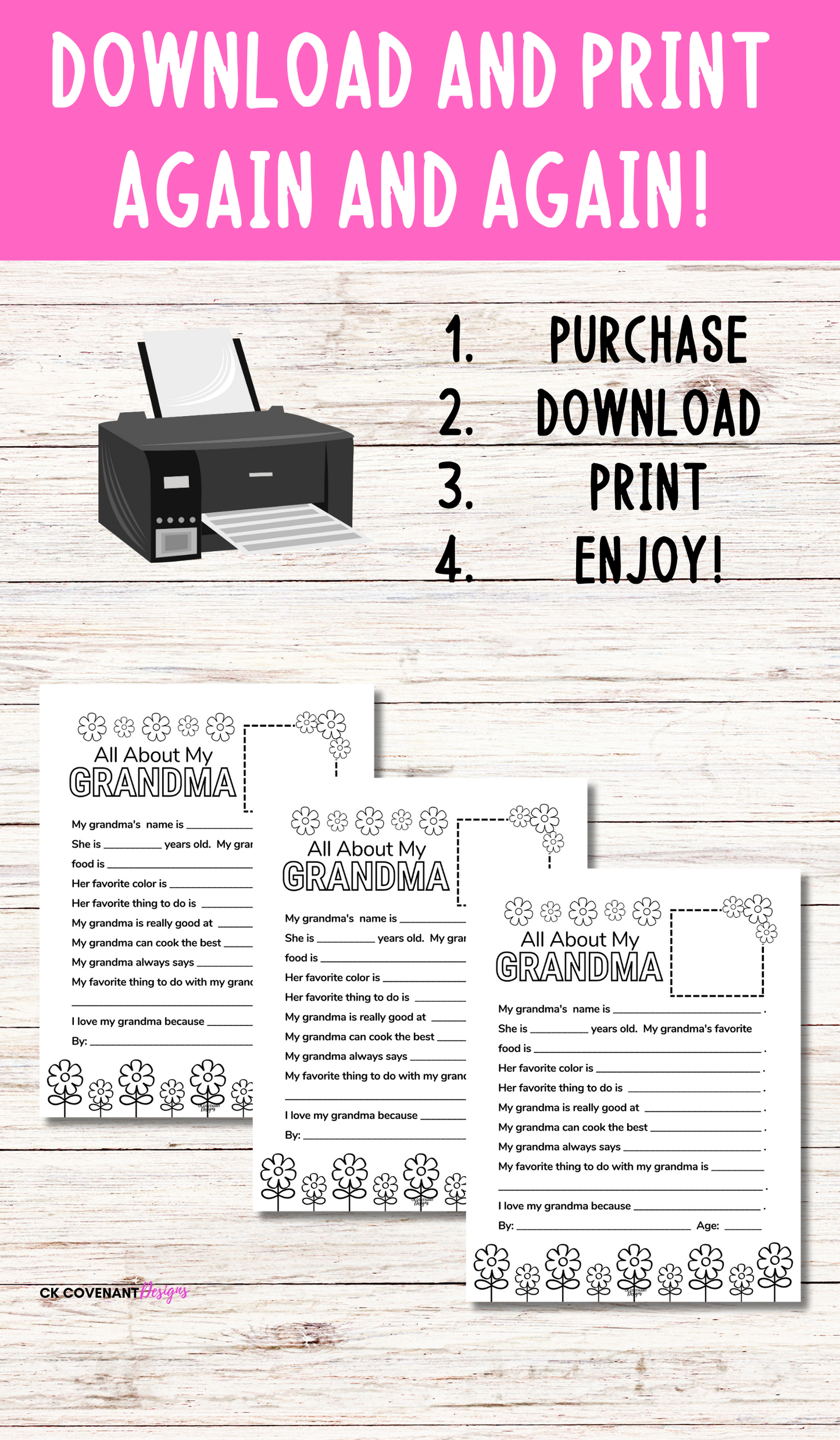 All About Mom Mother’s Day Questionnaire/ All About Grandma Questionnaire