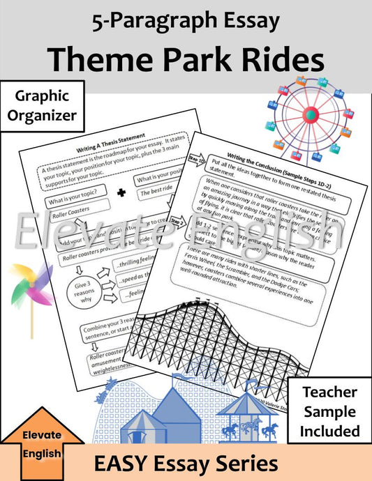 5-Paragraph Essay Graphic Organizer: Theme Park Rides