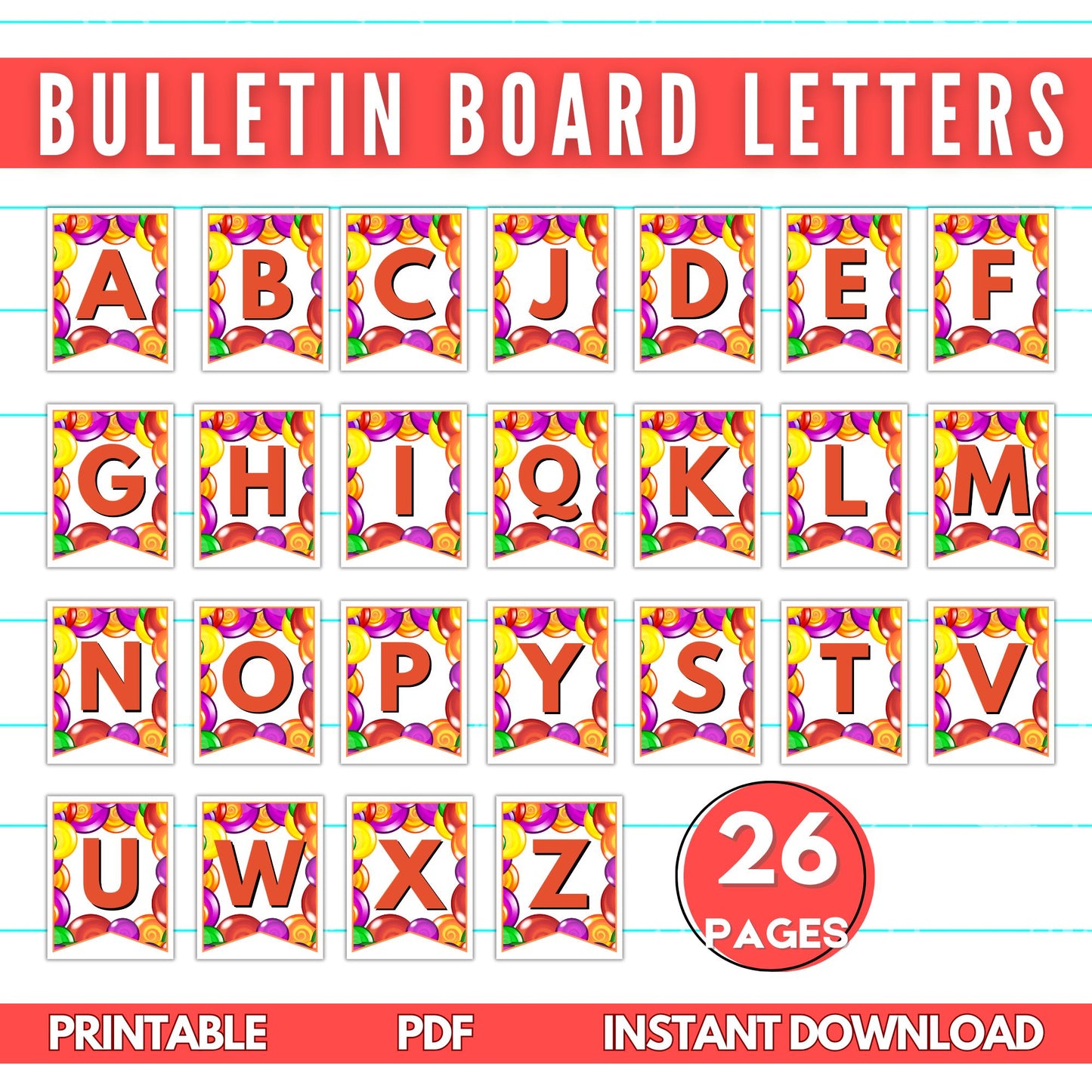 Hanging Letters/Bulletin Board Letters: Lollipop Style