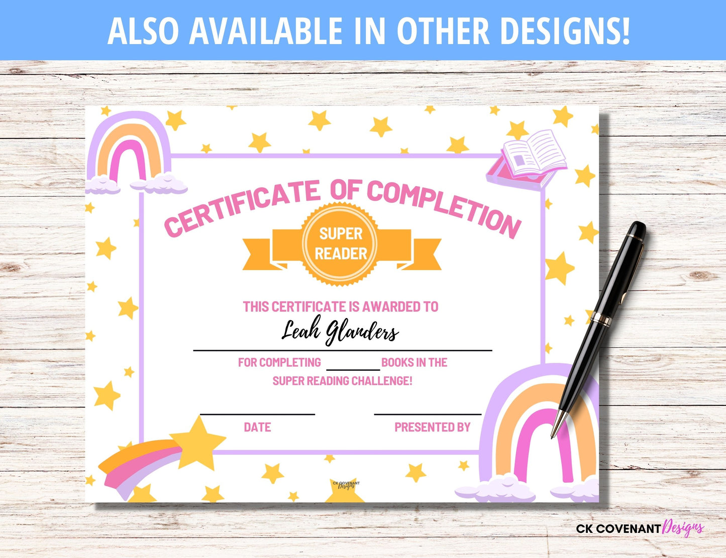 Reading Printable Certificate of Completion- Space