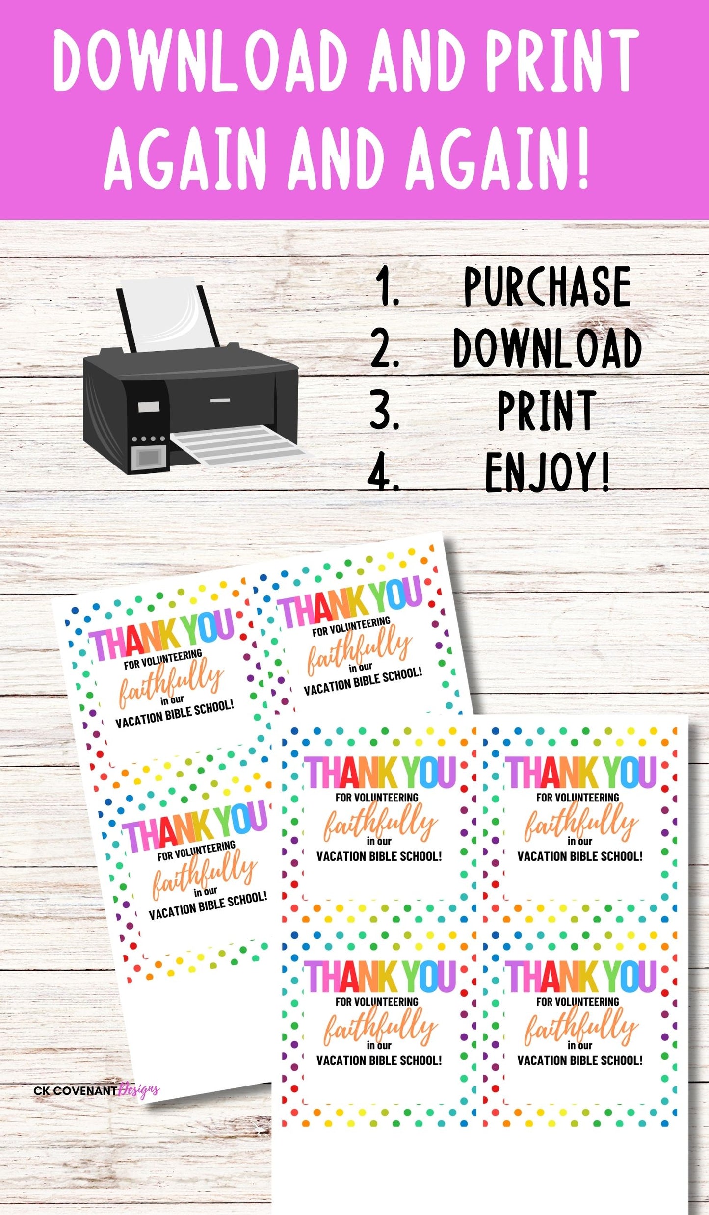 Vacation Bible School Volunteer Thank You Tags (Dots)