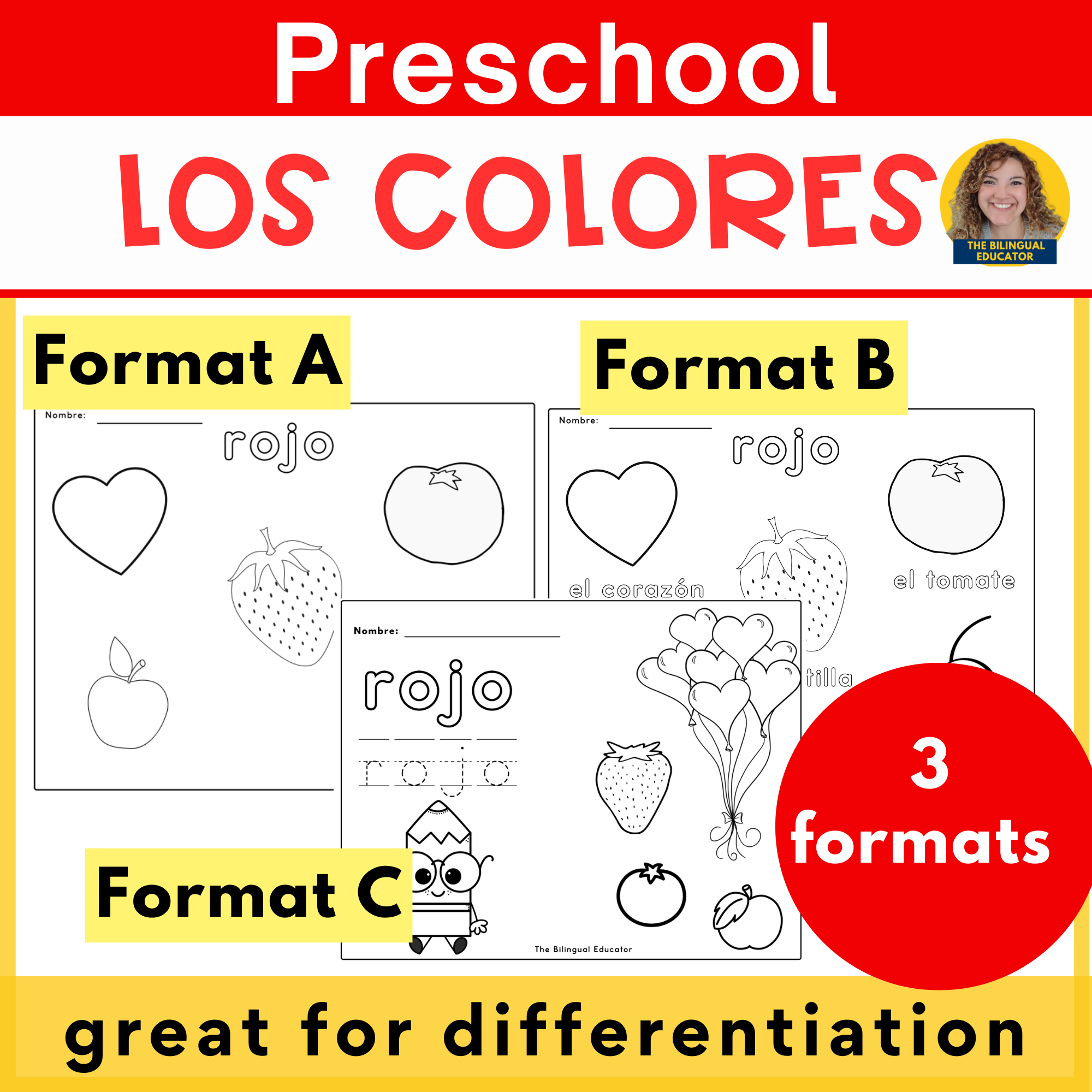Colors in Spanish | The Colors in Spanish Preschool Differentiation ...