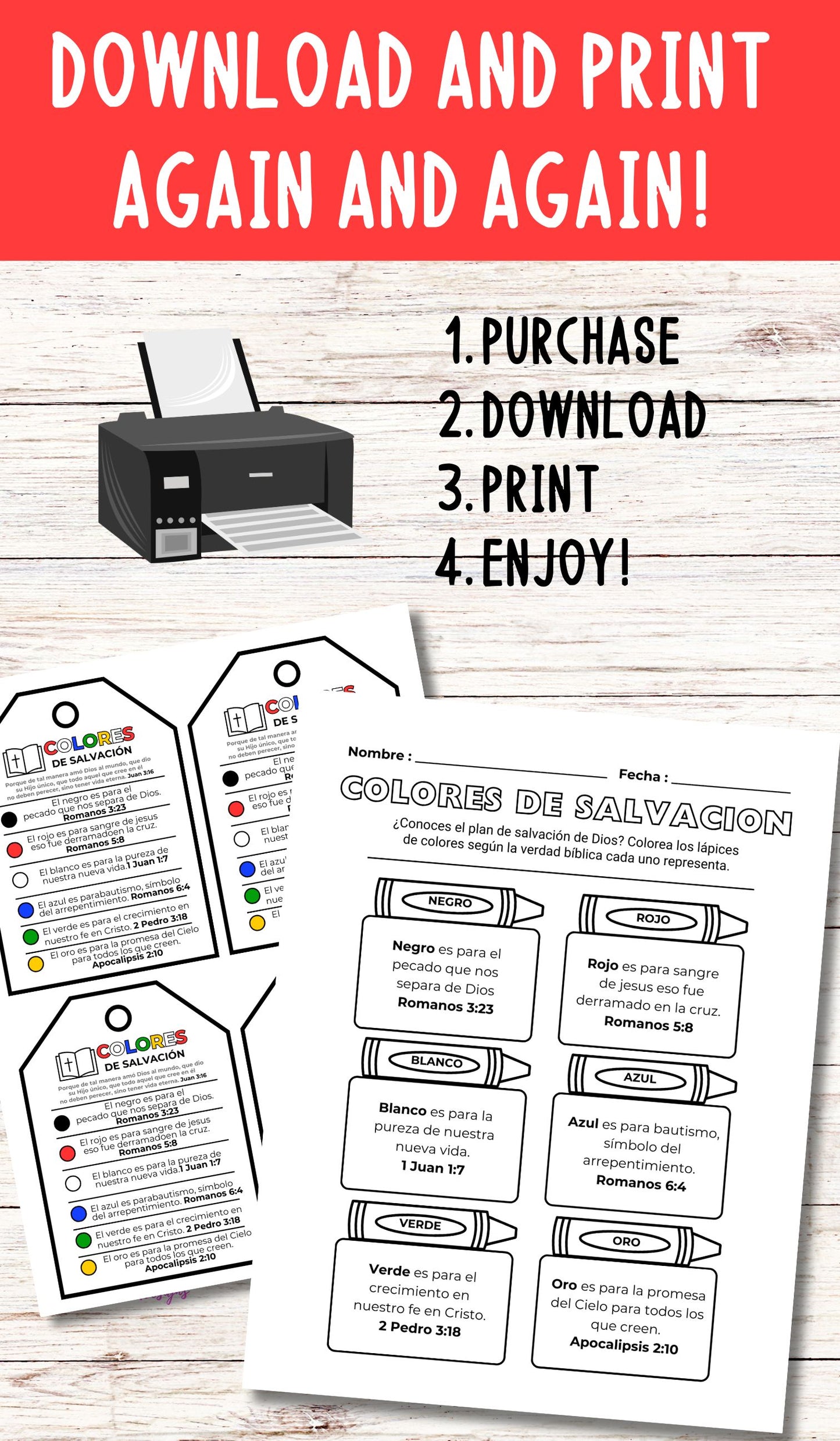 Colors of Salvation (Spanish Version) Bookmark and Tag Bundle