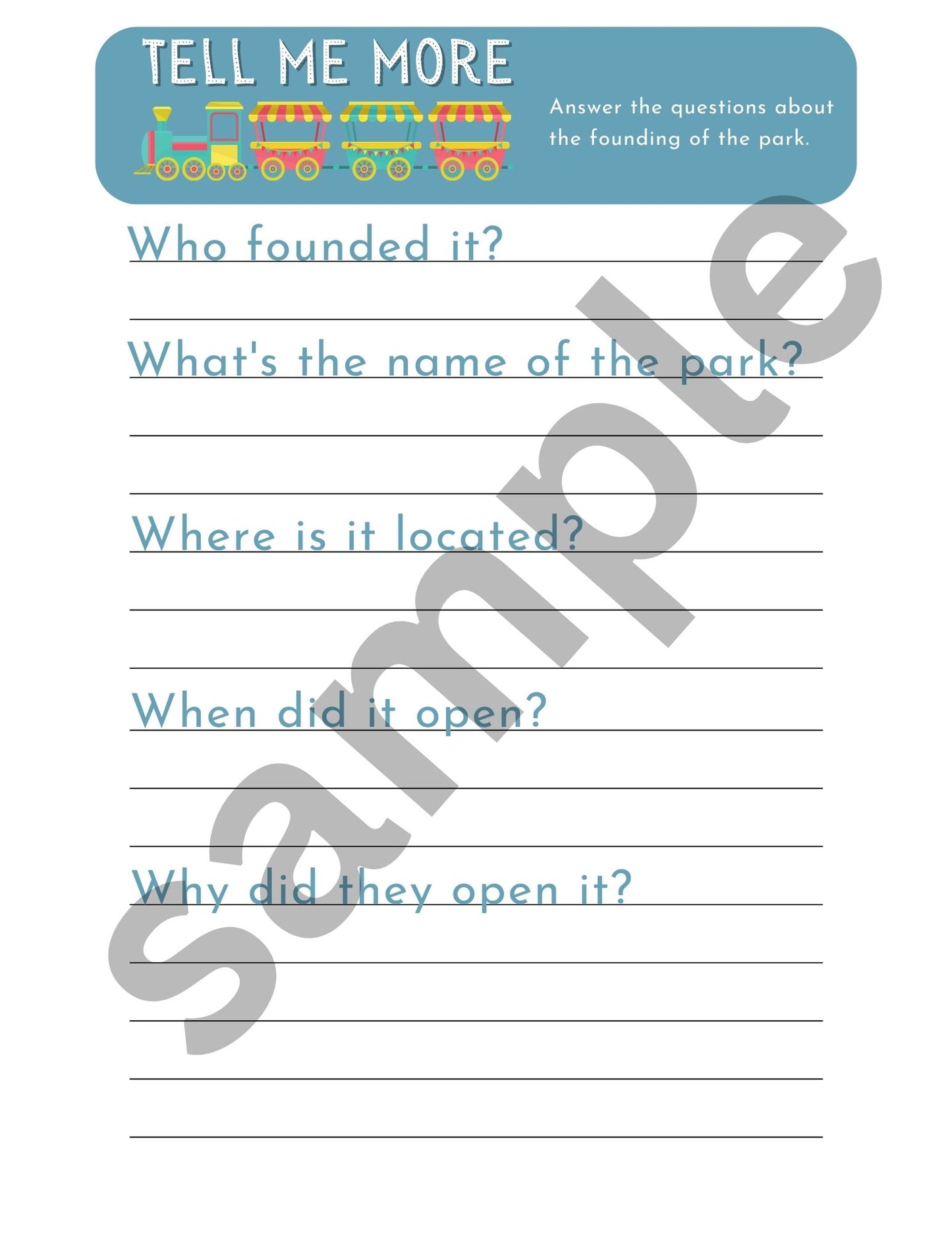 Amusement Park Activity Workbook For All Ages- PDF