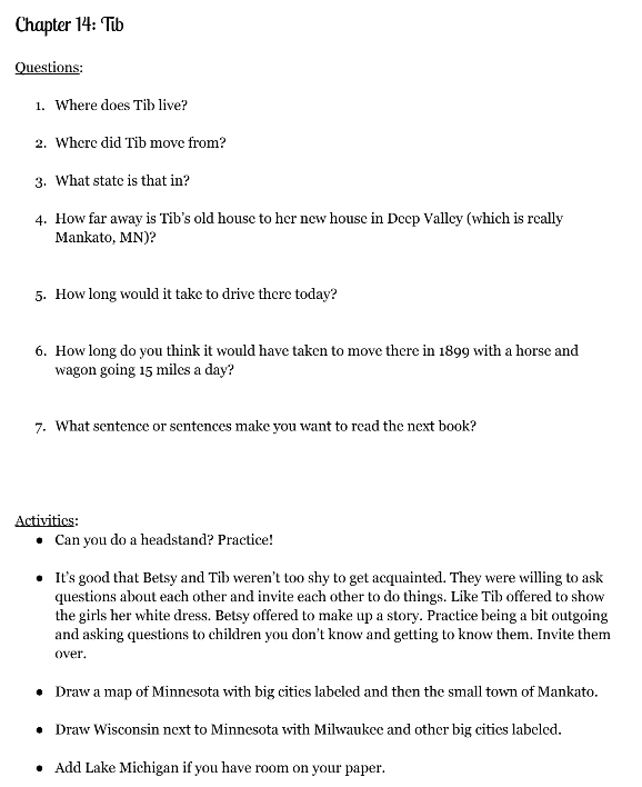 Fantastic Betsy-Tacy Book Study! Questions, Activities for Every Chapter