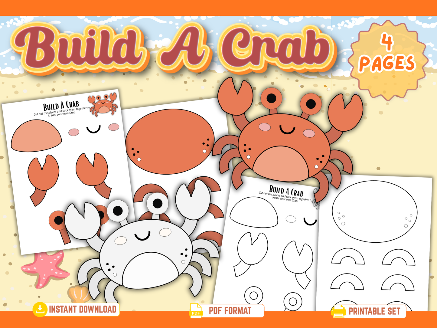 Build a Crab Cut-and-Paste Ocean Animal Craft Printable Resource