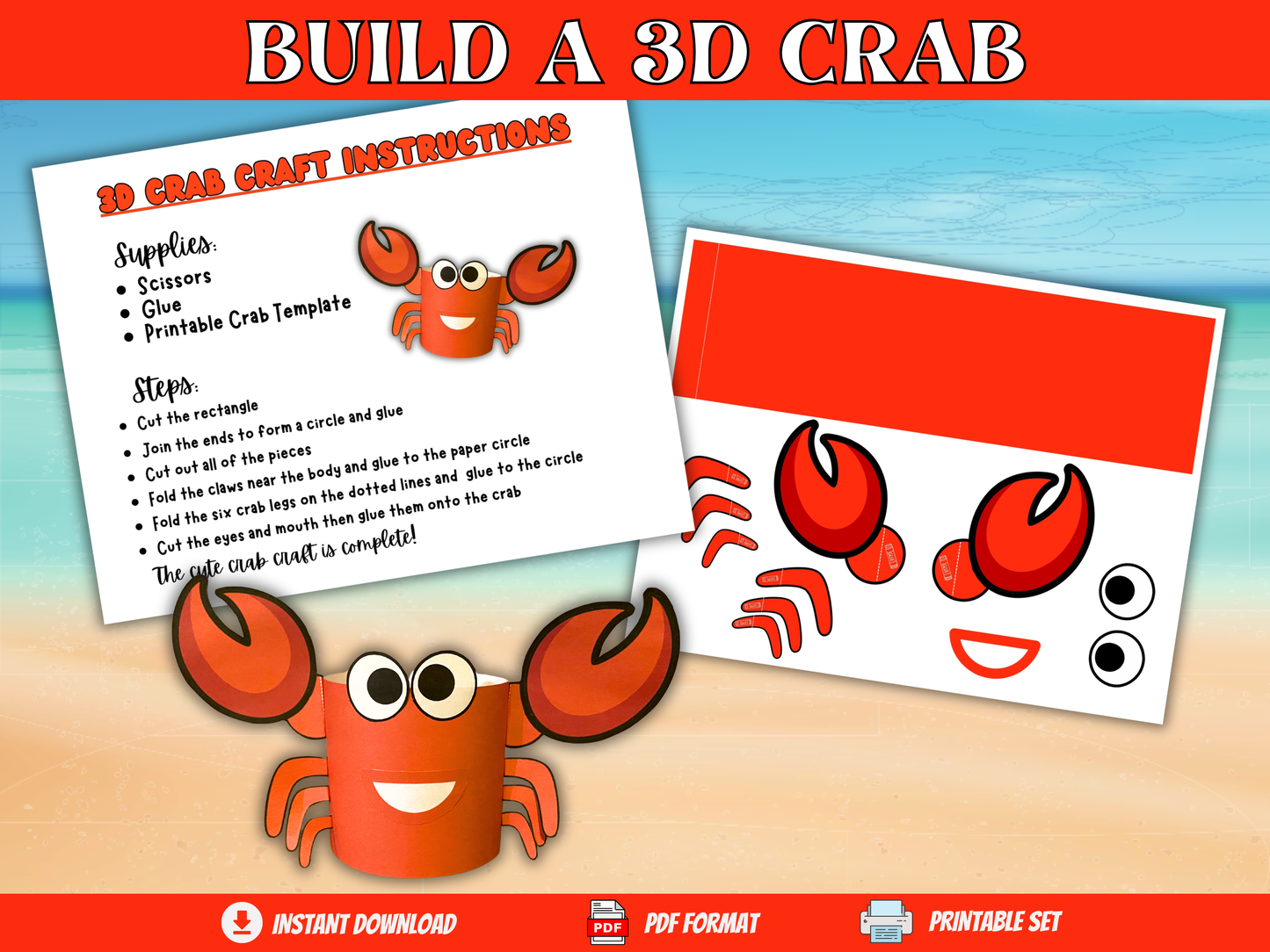 Build a 3D Crab Craft Printable
