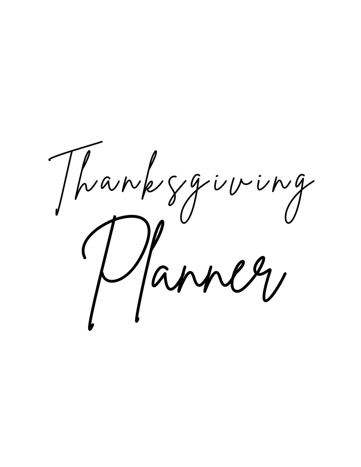 Thanksgiving Planner- Black and White