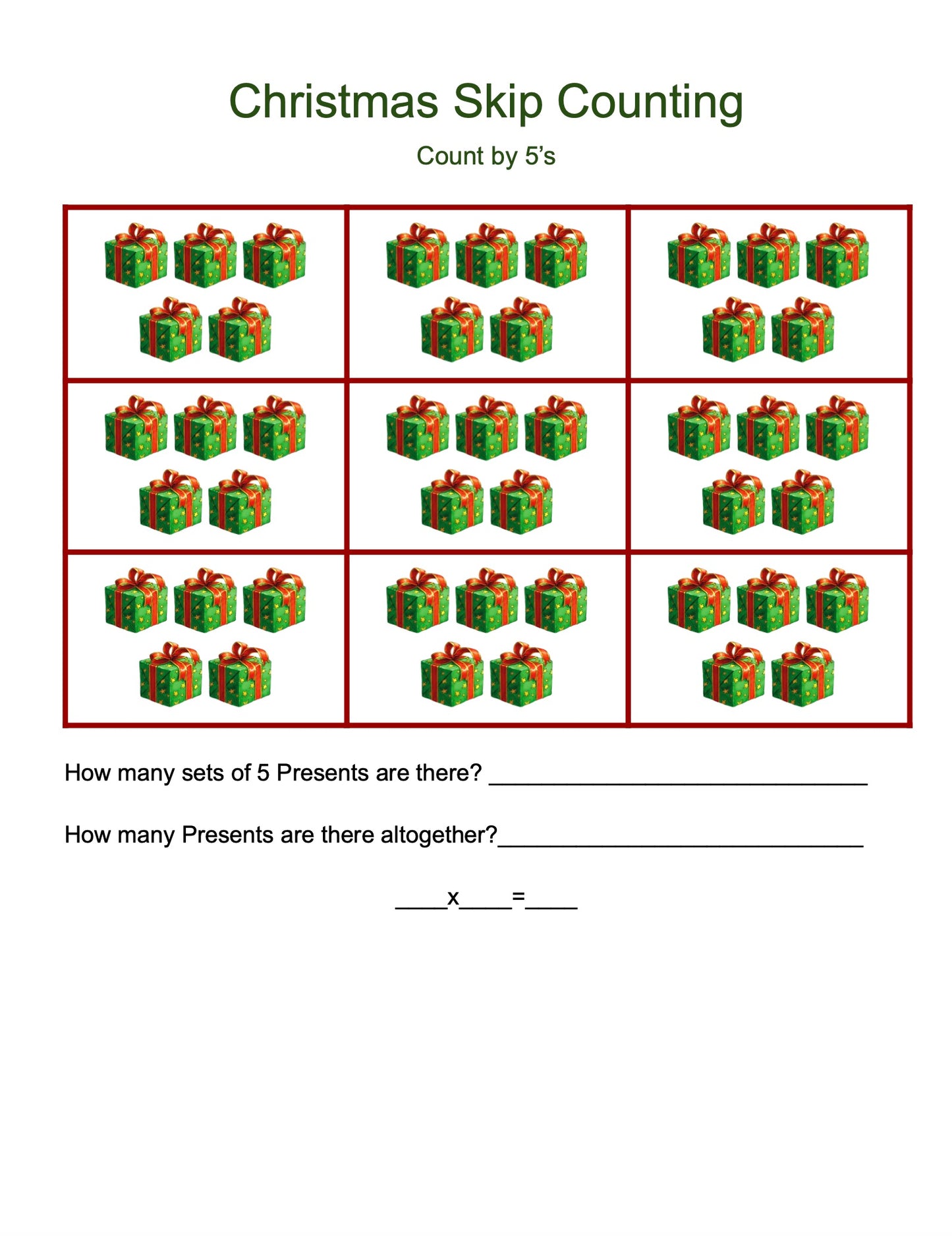 Christmas Skip Counting
