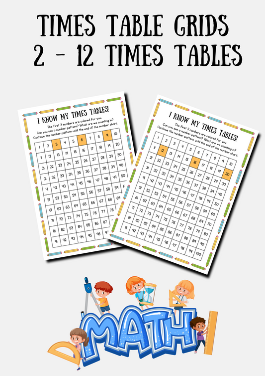 Times Tables Mastery Grids: Interactive Practice from 2 to 12