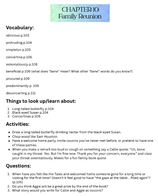 Curious World of Calpurnia Tate Novel /Book Study. Vocab, Activities, More!