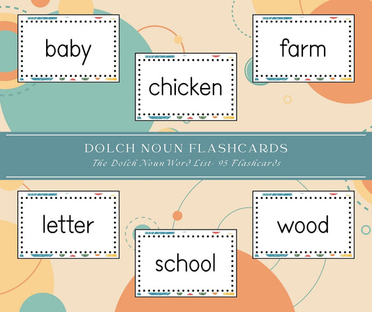 Dolch Noun List Flashcards – Printable Sight Word Cards for Reading and Vocabulary Practice