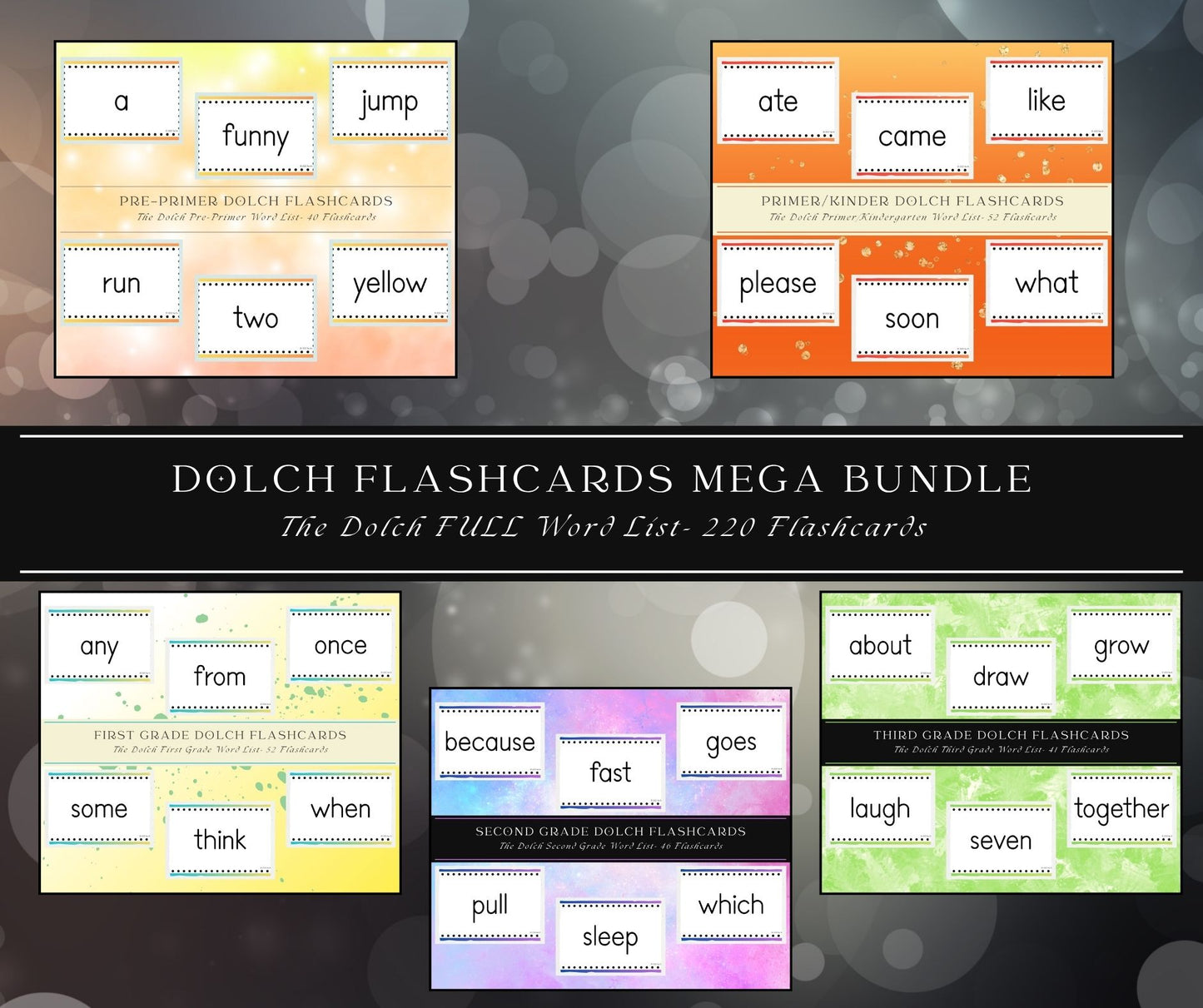 Dolch Sight Word Flashcards MEGA Bundle – Pre-Primer to 3rd Grade | Printable PDF