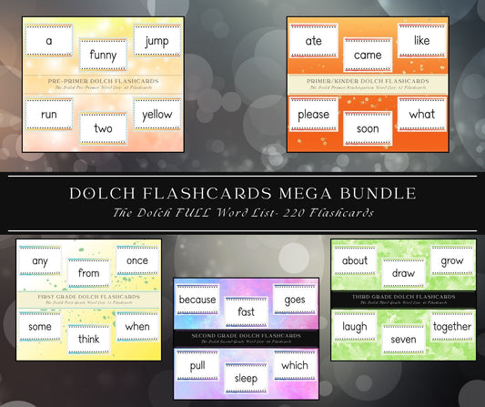 Dolch Sight Word Flashcards MEGA Bundle – Pre-Primer to 3rd Grade | Printable PDF