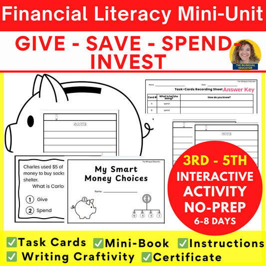 Smart Money Choices | Financial Literacy Mini-Unit for Grades 3–5 | Give, Save, Spend, and Budget