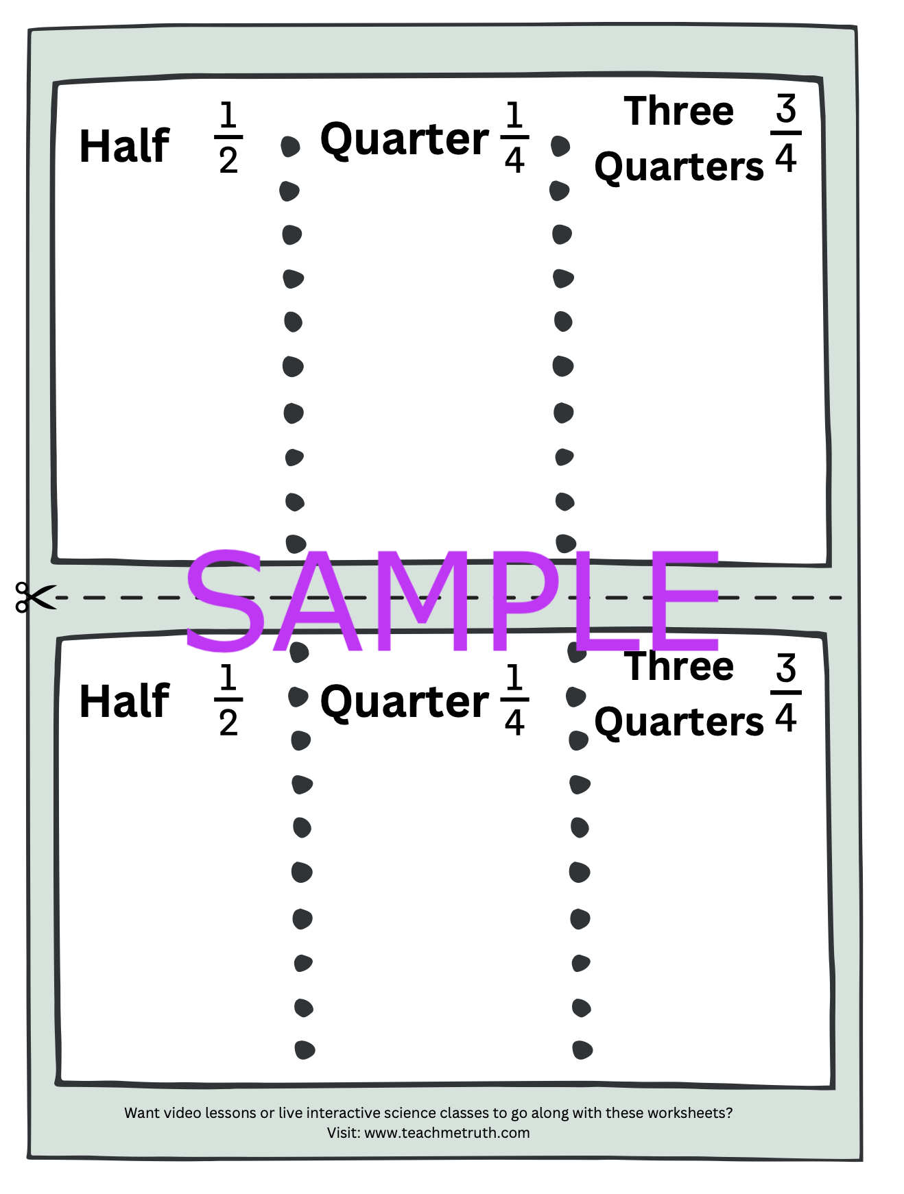 Fraction Book - Cut & Paste Activity 1/2, 1/4, 3/4