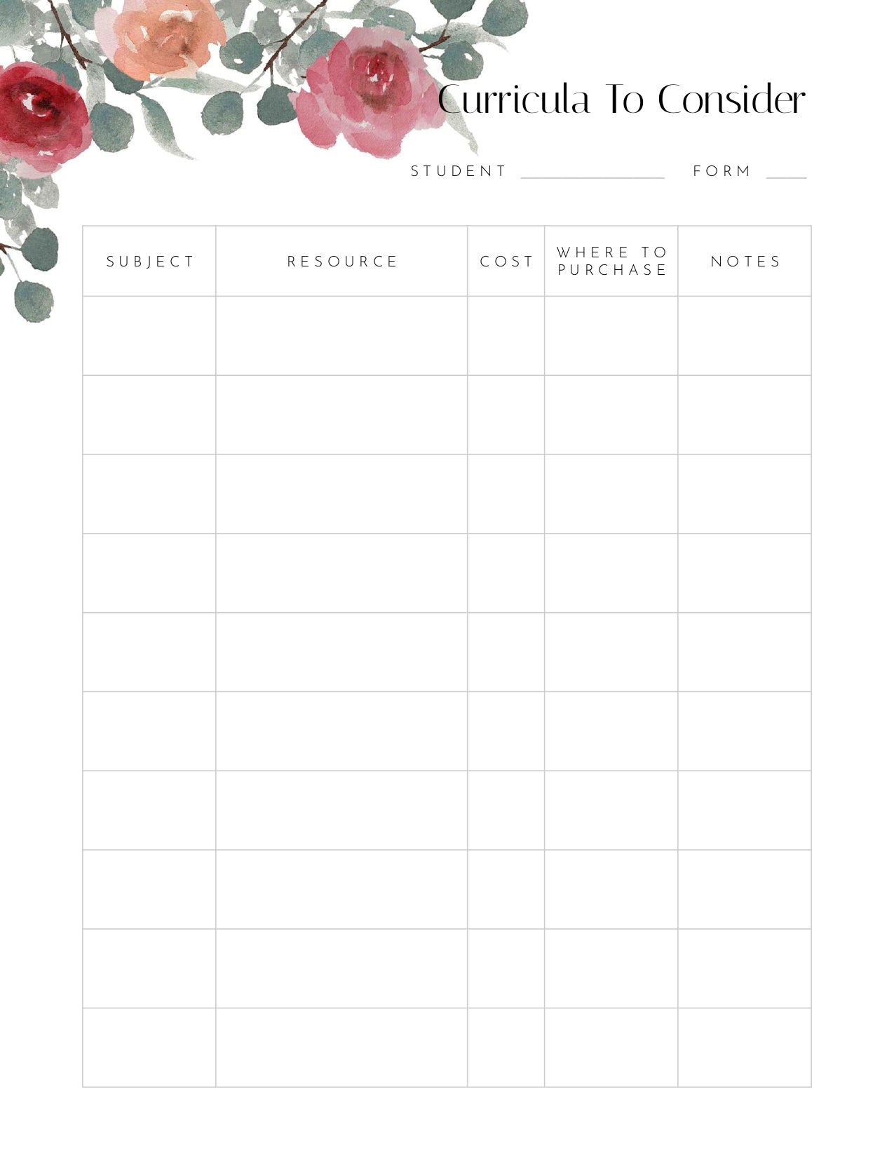 Charlotte Mason Undated Homeschool Planner