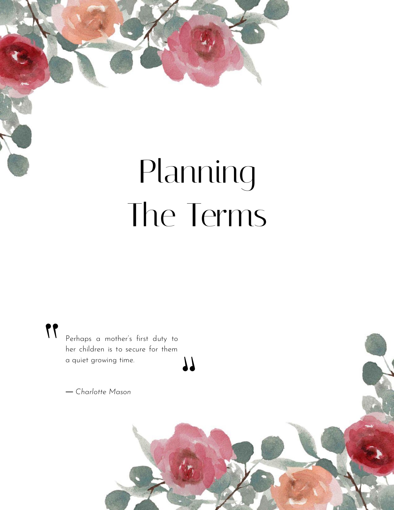 Charlotte Mason Undated Homeschool Planner