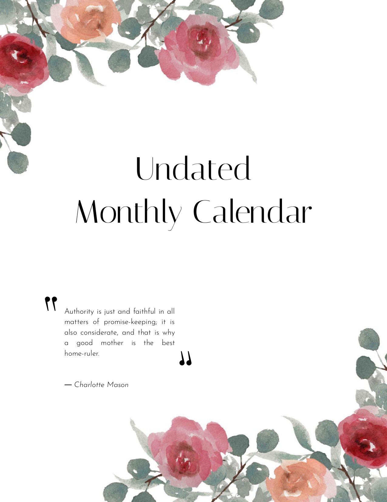 Charlotte Mason Undated Homeschool Planner