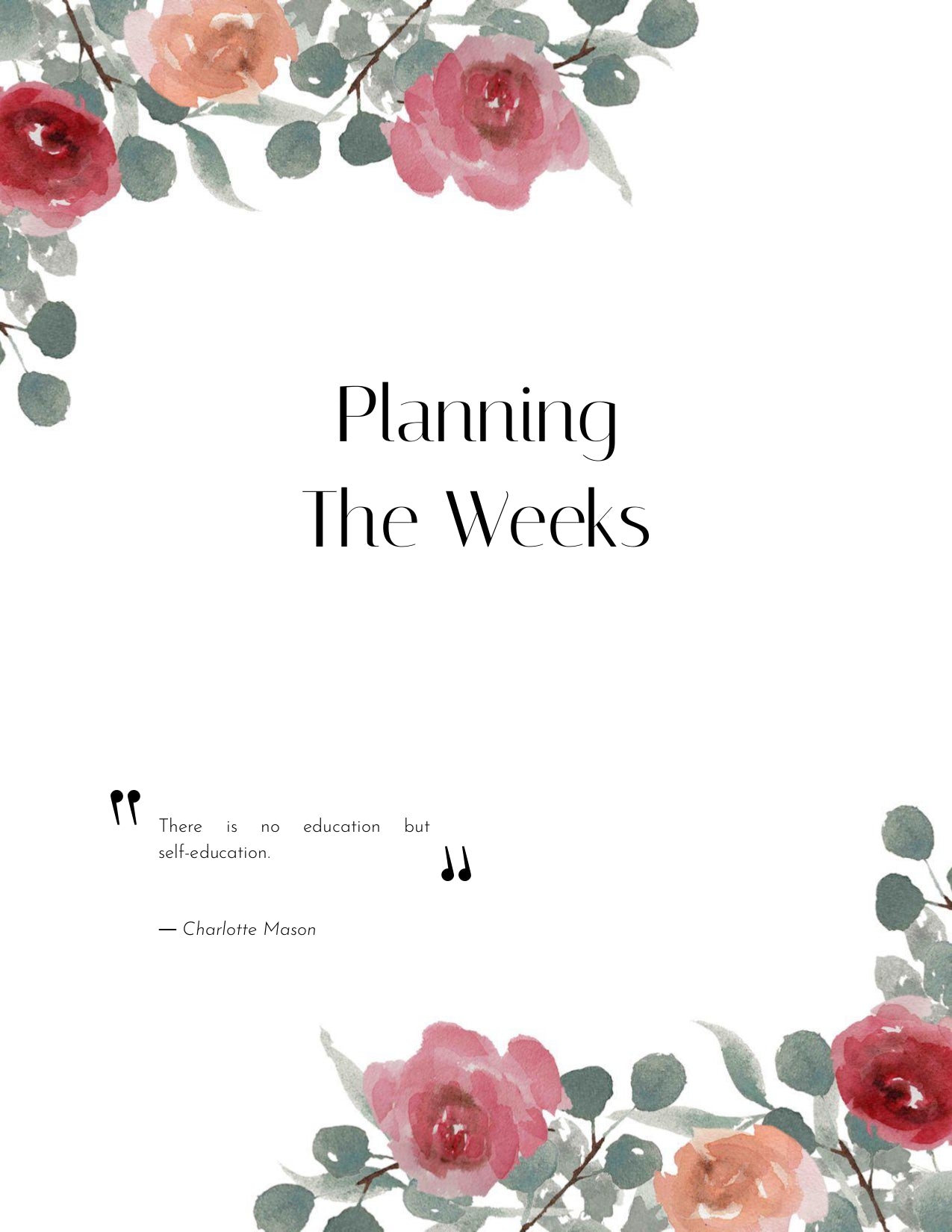 Charlotte Mason Undated Homeschool Planner