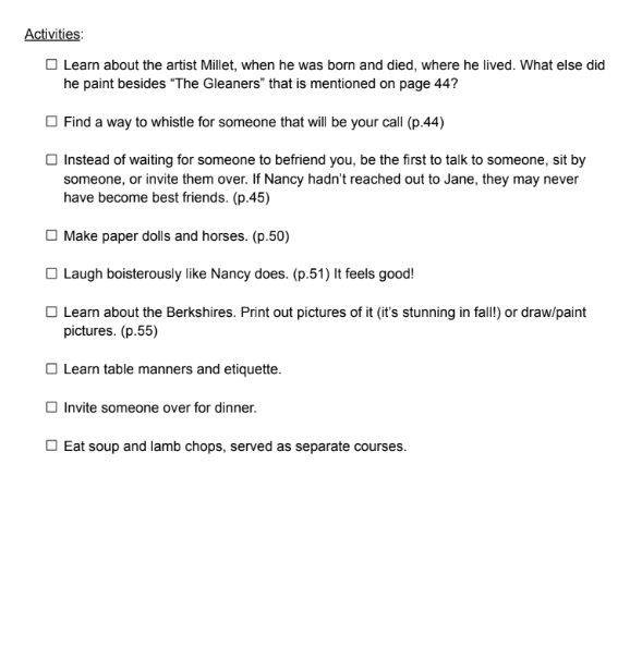 The Middle Moffat Book Study with Questions and Activities