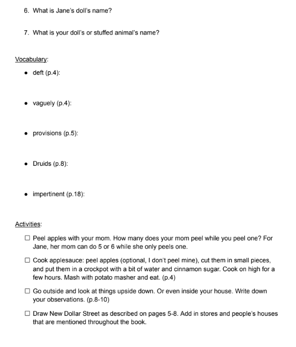 The Moffats Novel Study Guide