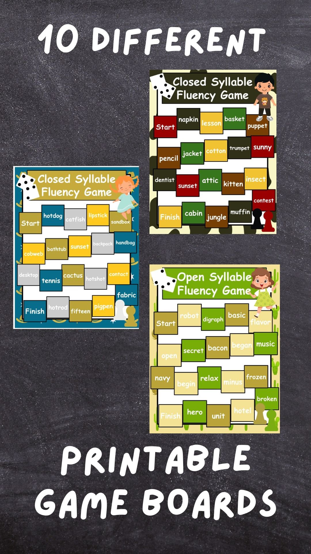 Multisyllabic Words Board Game Set