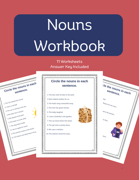 Noun Worksheet Pages for 2nd - 4th Grades