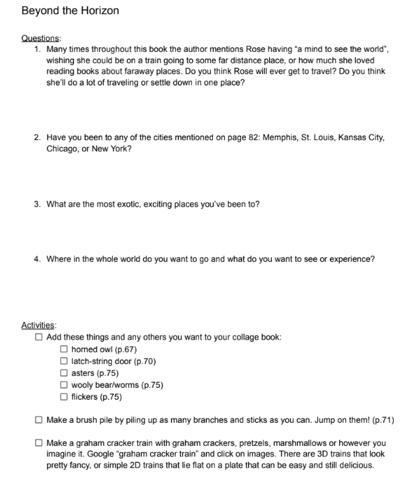 On the Other Side of the Hill Book Study. Questions and Activities