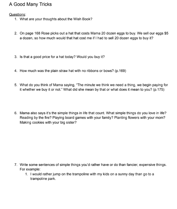 On the Other Side of the Hill Book Study. Questions and Activities