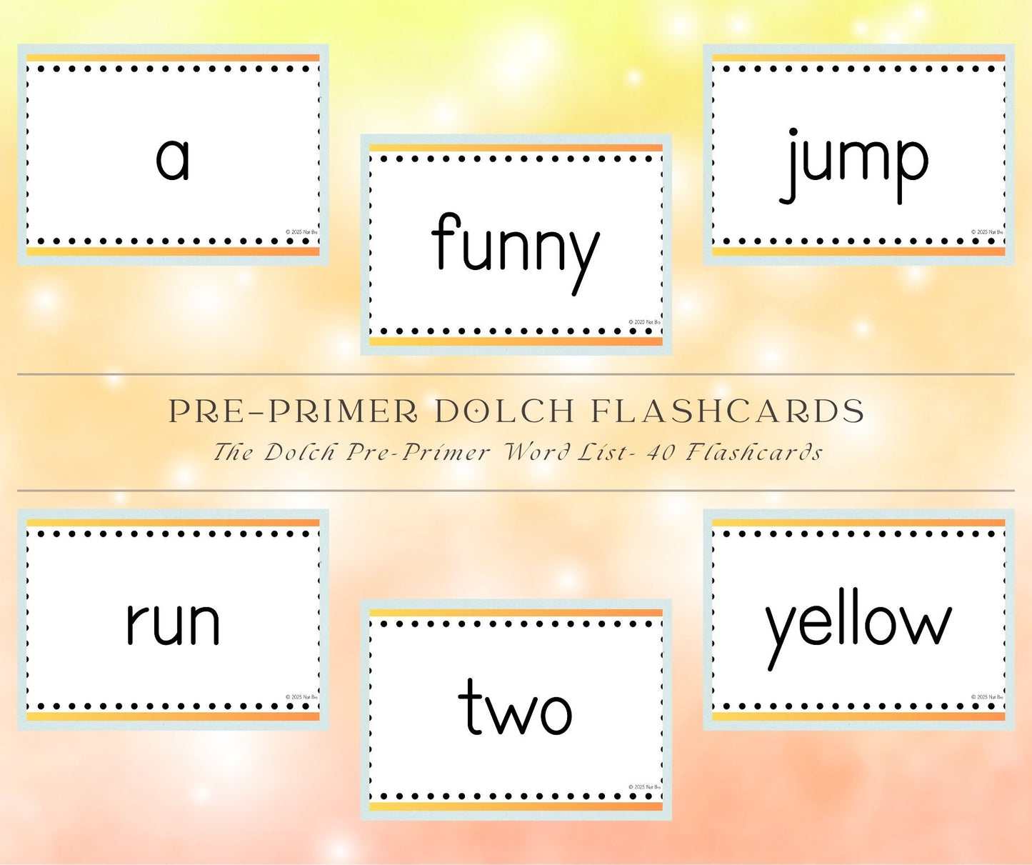 Pre-Primer Dolch Sight Word Flashcards (Printable PDF)
