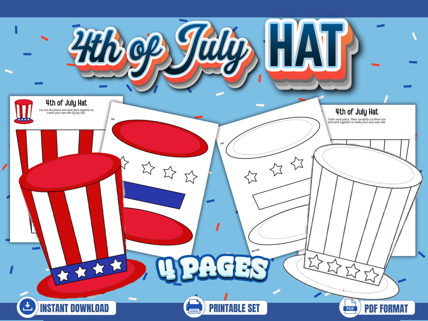 Build a 4th of July Hat Craft Printable