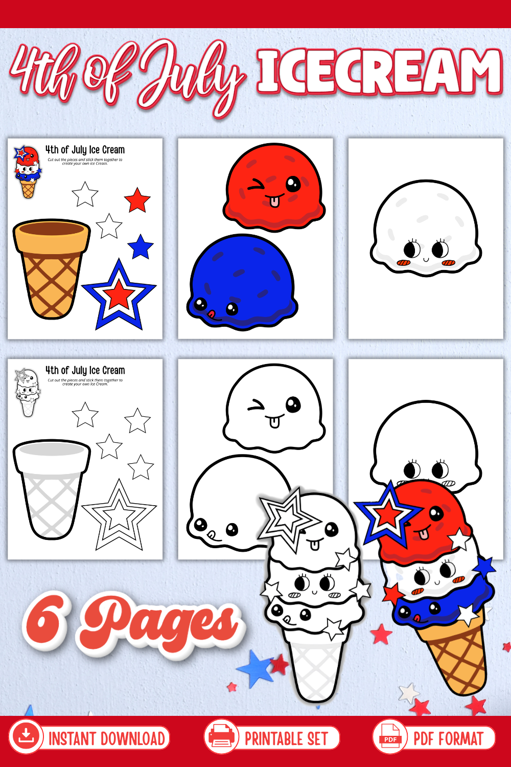 Build a 4th of July Ice Cream Printable Craft