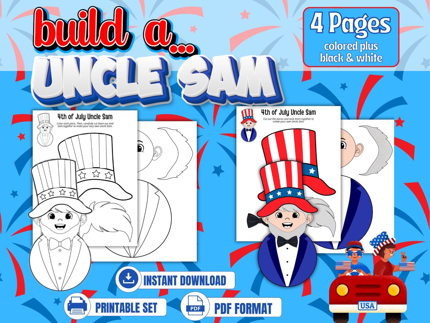 Build an Uncle Sam Craft Printable