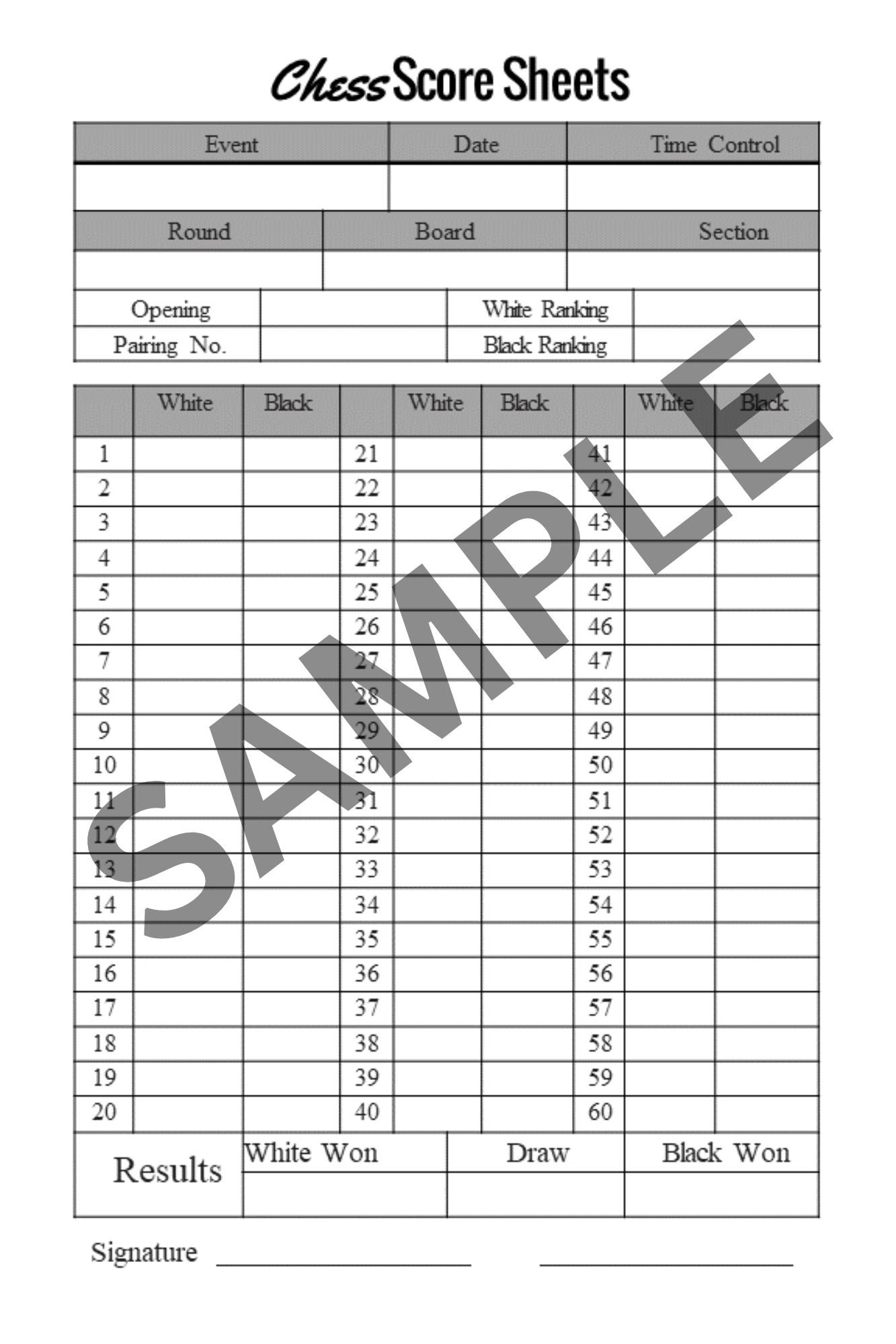 Chess Score Log Book