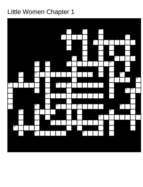 Little Women Crossword - Chapter 1