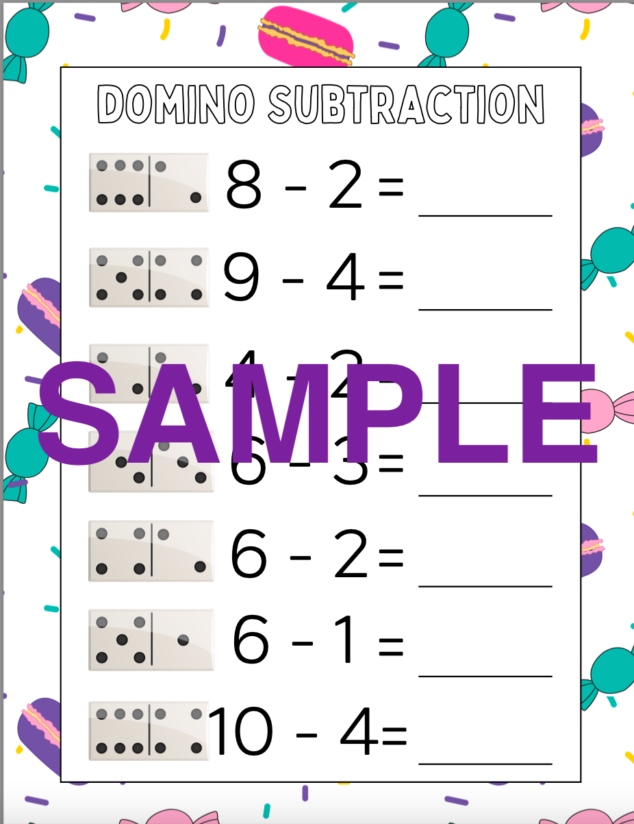 Dominos and Dessert Math Workbook! (5-pages)
