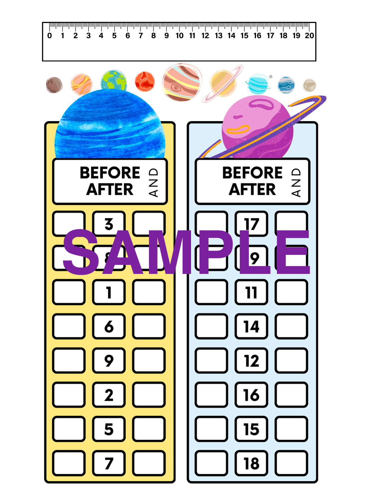1st Grade Planets & Cupcakes Math Workbook! (6-pages)